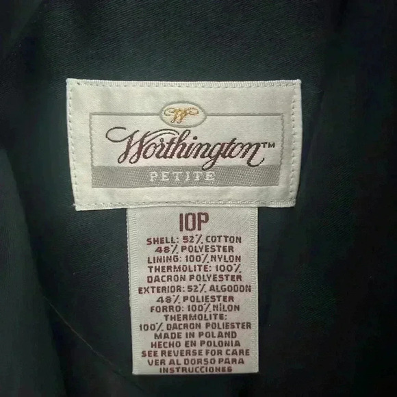 Worthington Petites navy blue double breasted trench coat woman size 10P vintage - Picture 2 of 3